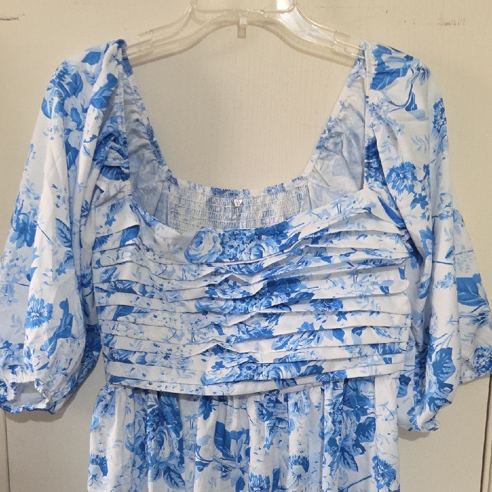 Blue Floral Midi Dress Emerson Dress AF Style